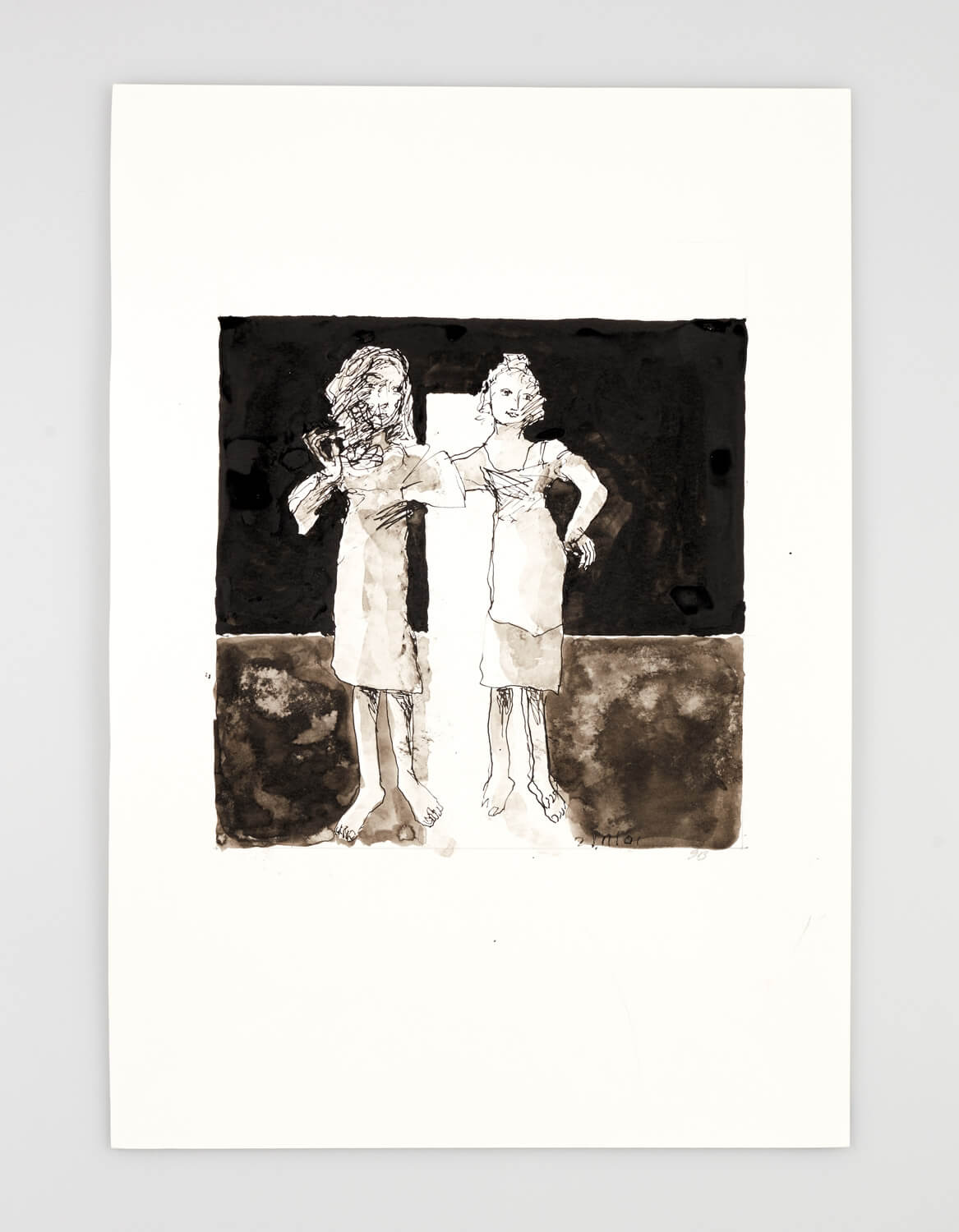 JB020 - Two Women - Being dressed - 2001 - 50 x 35 cm - Indian ink and wash on paper