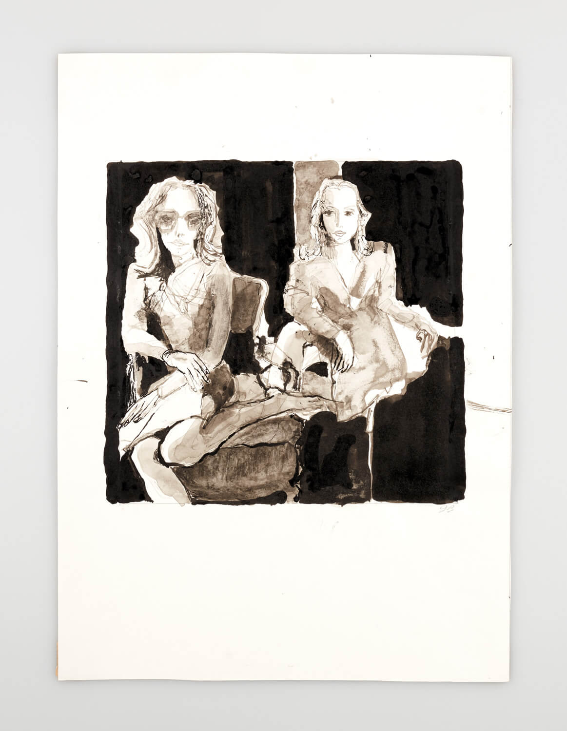 JB111 - Two Mannequins one wearing sunglasses - 2000 - 26 x 27 cm - Indian ink