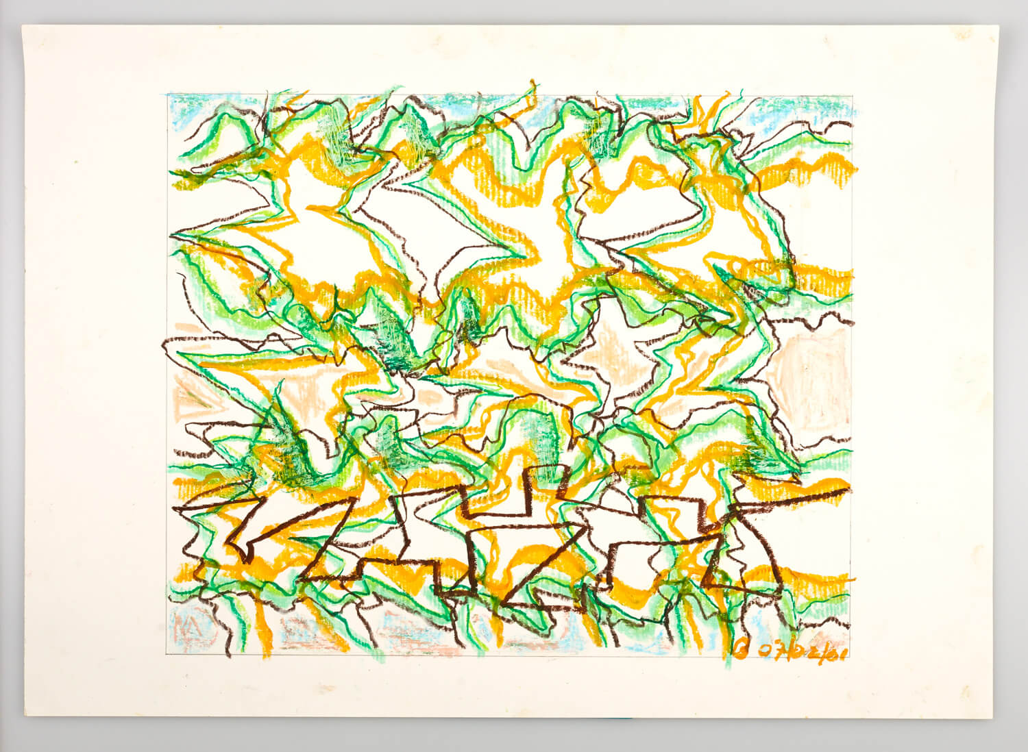 JB129 - Green, Yellow and Black Landscape - 2001 - 41 x 49 cm - Conte on paper