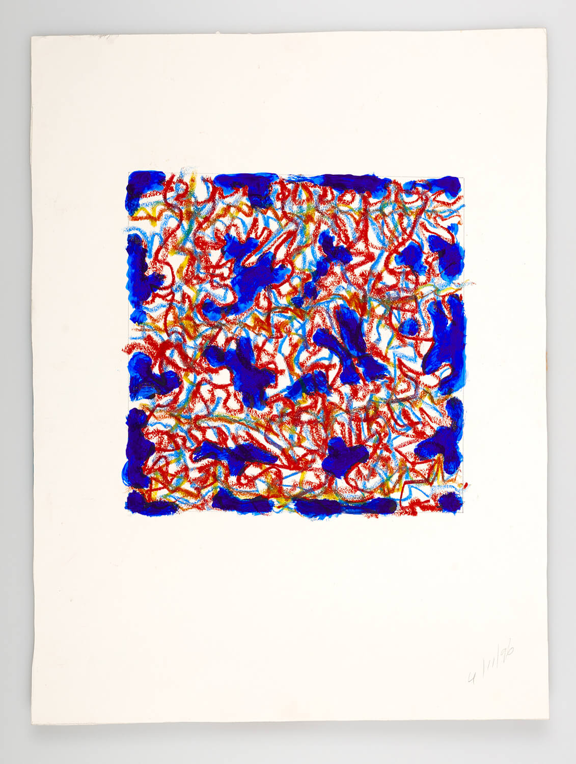 JB133 - Abstract Blue - 1996 - 25 x 25 cm - Acrylic and conte on paper