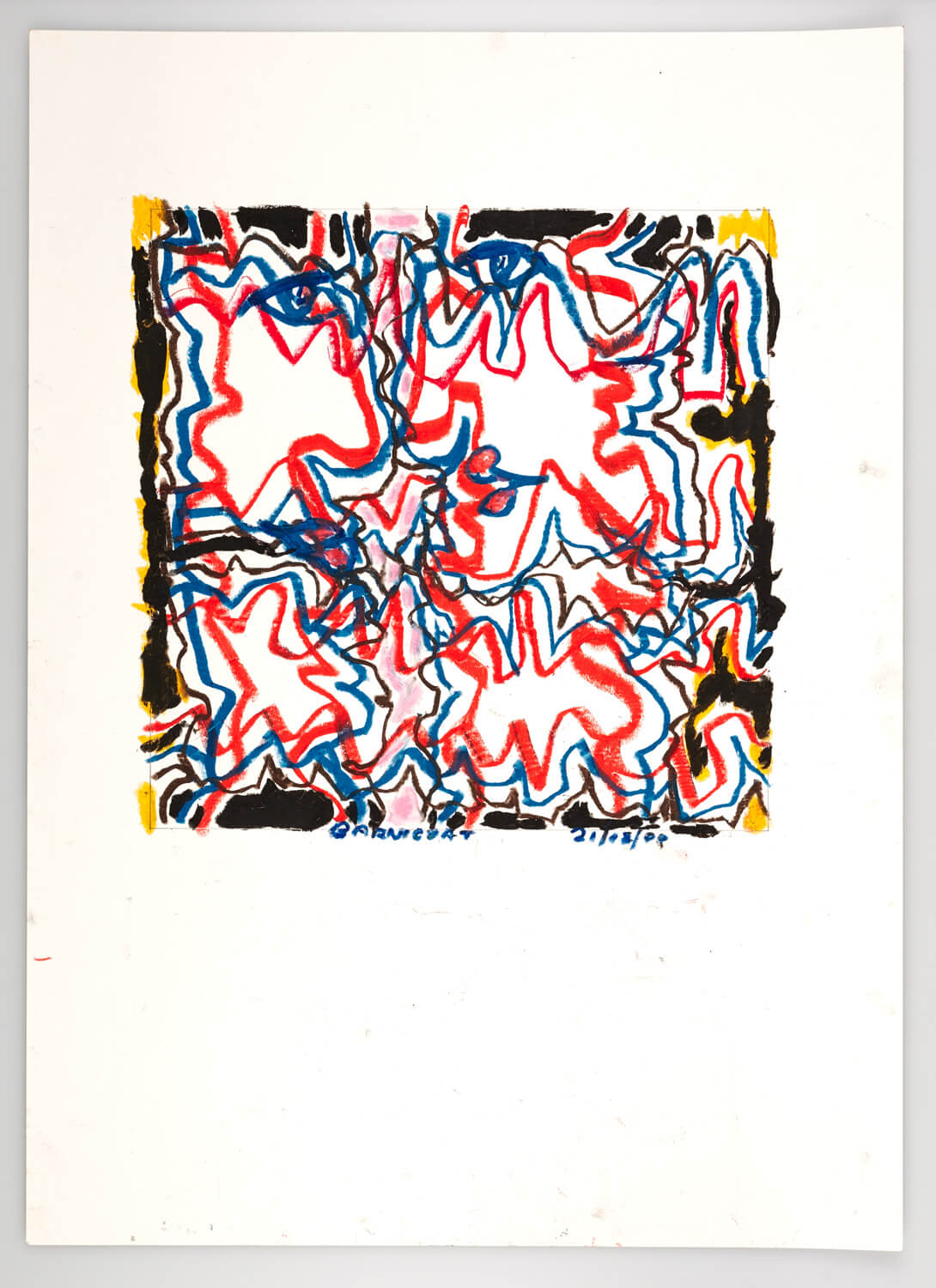JB137 - Talking heads. Red and Blue - 2000 - 36 x 35 cm - Conte on paper