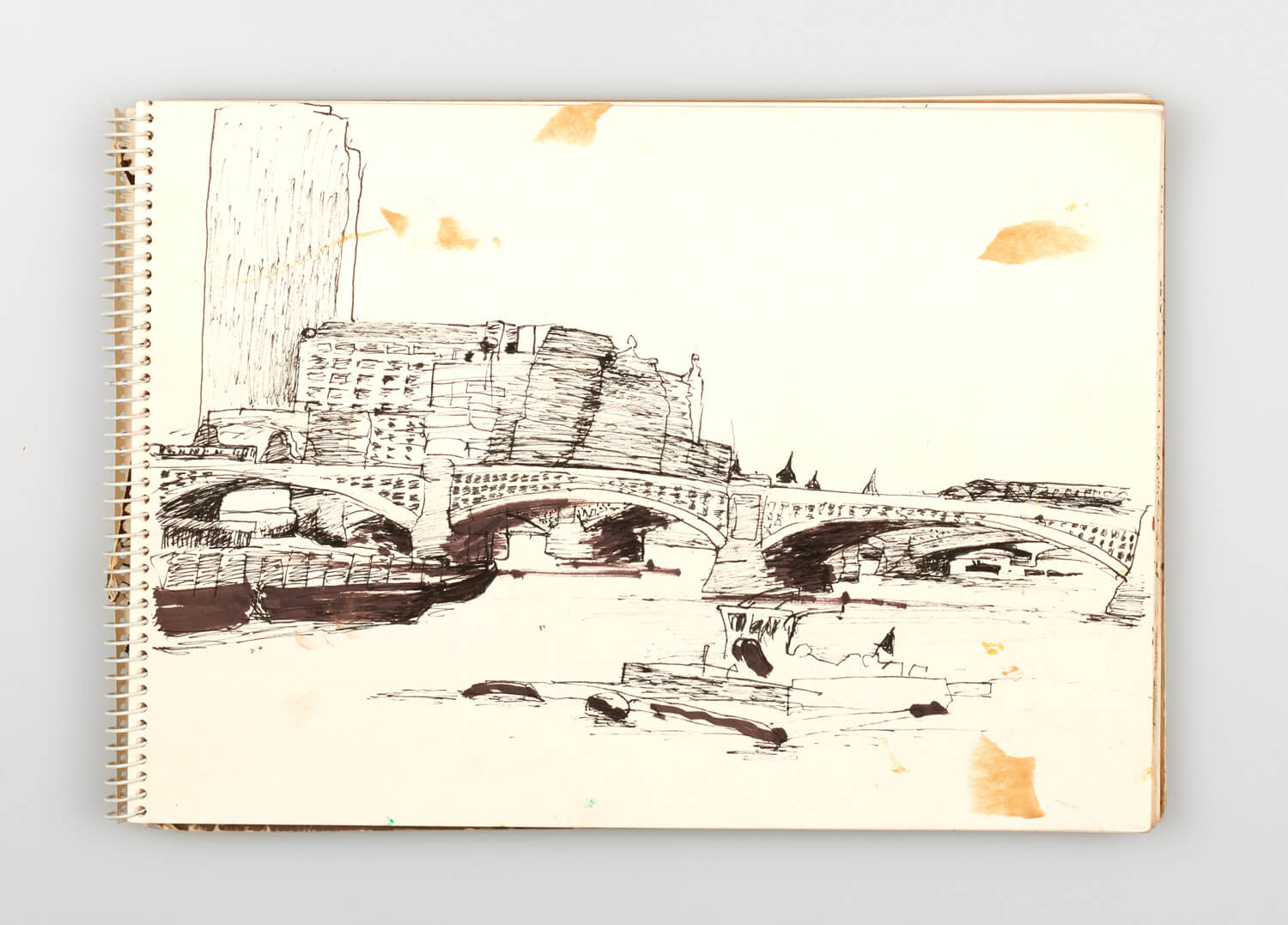 JB218 - Sketch for Bridges on the River Thames - 1992 - 21 x 30 cm - Pen and Ink on cartridge paper