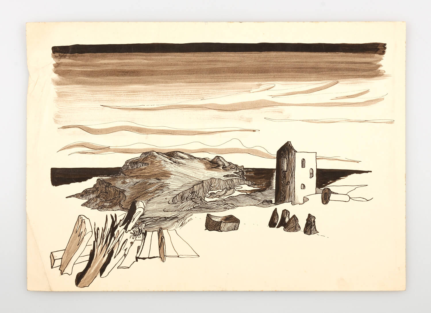 JB252 - Cornish Landscape - 1946 - 25 x 35.5 cm - Pen and ink