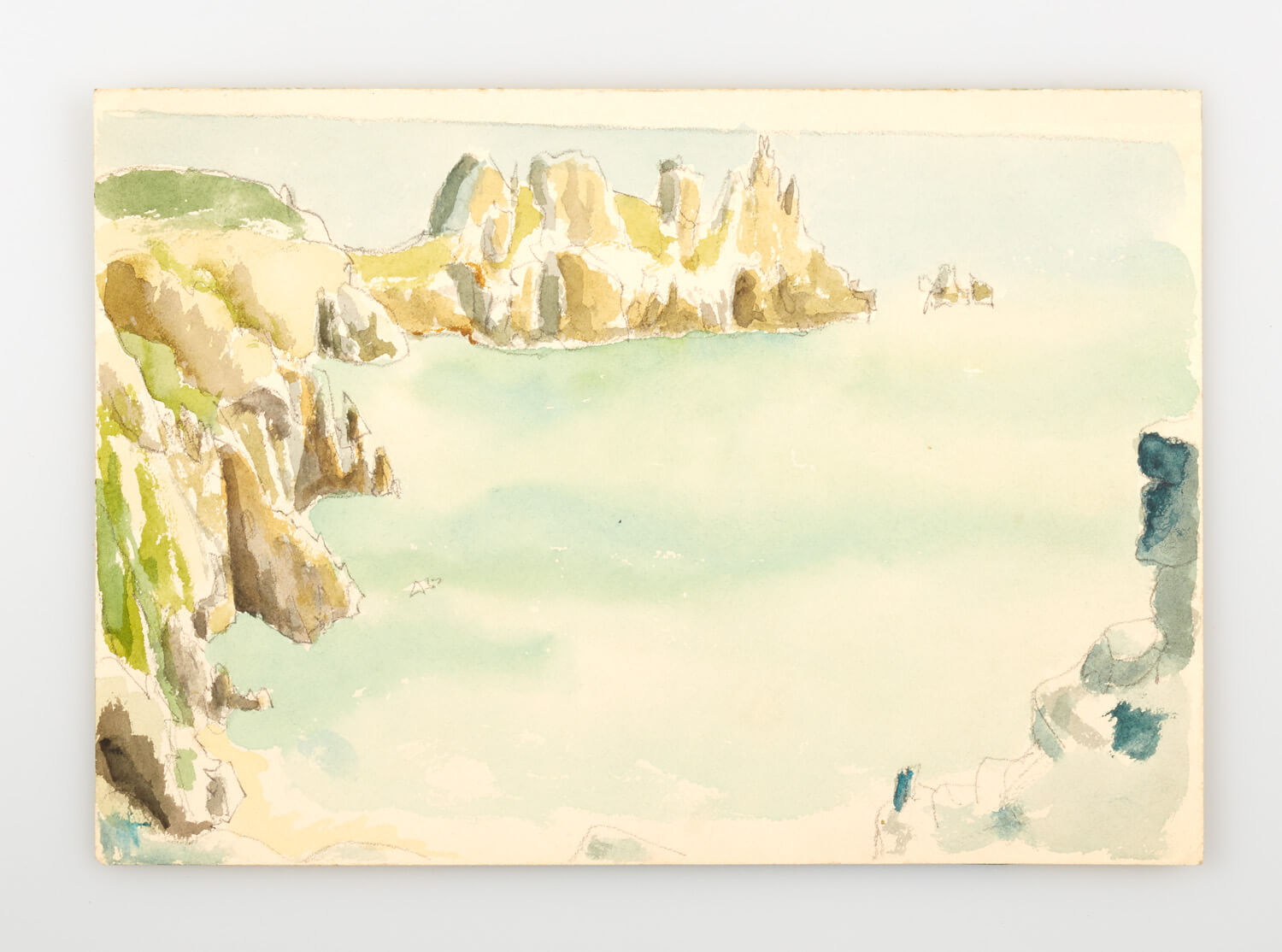 JB257 - Rock and sea, Cornwall sketch - 1946 - 18 x 25.5 cm - Watercolour